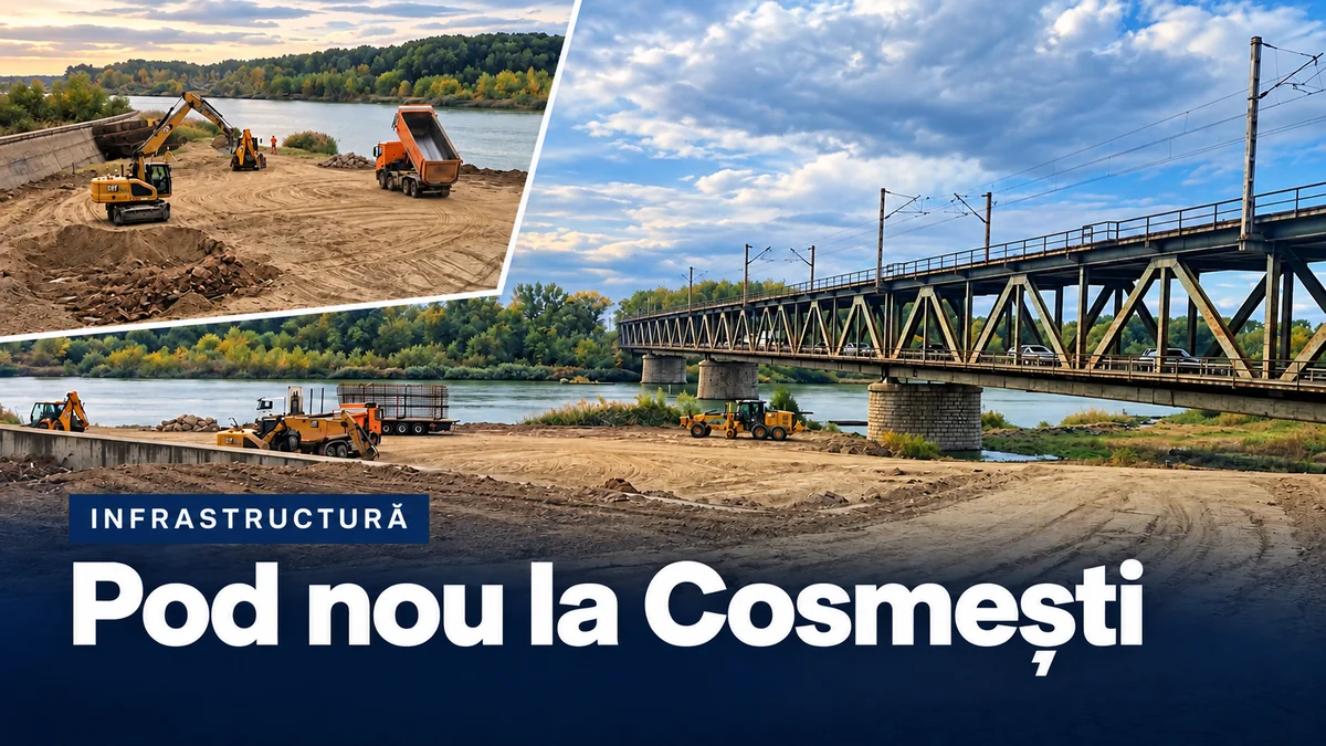 Pod nou peste Siret, la Cosmești. Proiectul include un drum de ocolire de 5,6 kilometri pe DN24